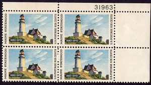 Scott #1391 Maine Lighthouse at North Point Plate Block of 4 Stamps - MNH - Picture 1 of 2