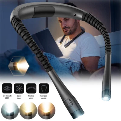 LED Reading Lamp Neck Bed Book Lamp Reading Light Neck Lamp Rechargeable Dimmable ~. - Image 1 of 4