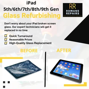 iPad 5th / 6th / 7th / 8th/9th Gen Broken Front Glass Replacement Repair Service - Picture 1 of 11