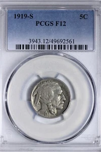 1919-S Buffalo Nickel PCGS F12 GUHS - Picture 1 of 3