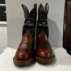 King Ranch Double H Men’s Cowboy Boots KR4466 Size 7 1/2 Brown Leather 12” Tall - Picture 1 of 12