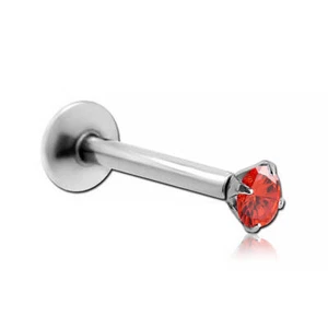 Micro labret acier interne cristal rond griffé - Imagen 1 de 5
