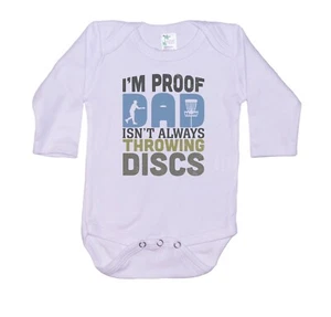 DISCS, Daddy Isn't Always Throwing Discs Blue, INFANT ROMPER , BODYSUIT, RAGLAN - Picture 1 of 20