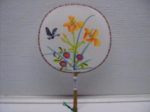 Butterfly Silk Palace Hand Fan, Hand Painted Handheld Fans n32 - Picture 1 of 1