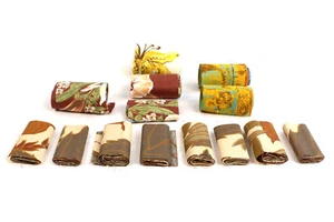 Lot of Floral Fabric Strips Jelly Roll Brown Tan Yellow Rust Blue Quilt Craft - Picture 1 of 5