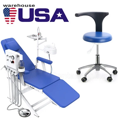 Dental LED Silla Recargable Portátil Plegable+Unidad De Turbina+Dentist Stool - Image 1 of 4