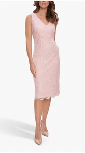 Gina Bacconi Marinela Lace Shift Dress Knee Length Light Pink Size 20 RRP £240 - Picture 1 of 6