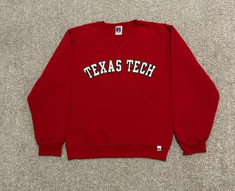 Vintage Texas Tech Red Raiders Sweatshirt Mens Small Red Pullover Crew Neck 90s Cover