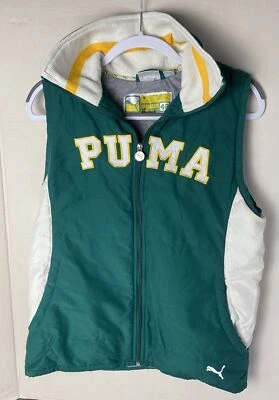 Chaleco Puma Vintage Acolchado Sin Mangas Verde Cuello Simulado Cremallera Completa Mujer Talla Grande Foto 1 de 4