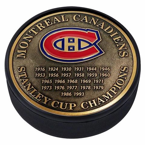 Montreal Canadiens 3D Textured Gold Plated Stanley Cup Medallion Hockey Puck Cover