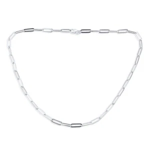 Solid Strong Yellow 14K Gold Over .925 Sterling Silver Modern Paperclip Link - Picture 1 of 10