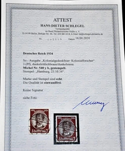 DEUTSCHES REICH MICHEL Nr. 540 yb zentrisch gestempelt BPP Attest Schlegel 600€ - Picture 1 of 2