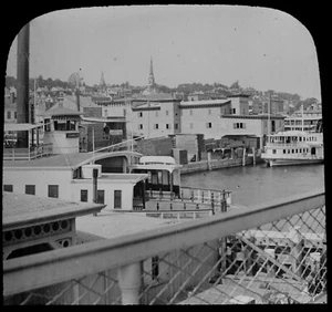 FOTO ANTIGUA NEWBURGH NEW YORK EE. UU. C1885 Magic Lantern Slide PALETAS VAPORES - Imagen 1 de 3