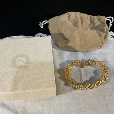 Chunky Bronzo Italia Milor Italy Gold Plated Twisted Rope Style Bracelet 7.25" - Image 1 of 4