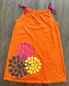 Girl's Hanna Andersson Sleeveless Summer Orange Dress w/Flowers Size 130 8 US - Picture 1 of 2