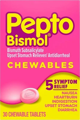 Comprimidos masticables Pepto Bismol Pepto-Bismol, 30 ct, 30 unidades (paquete de 1)  Foto 1 de 4