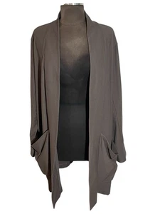Eileen Fisher anthrazitgraue mittellange offene Strickjacke Pullover Damen XL - Bild 1 von 9