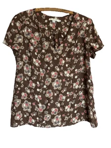 Boden Damen Größe 12 Bluse Blumenmuster braun Top Shirt Prärie Hippie Landhaus - Bild 1 von 8