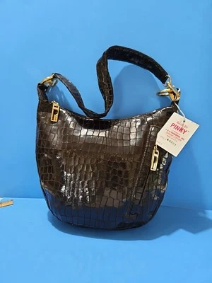 Сумки на Pinky HOBO наплечная сумка кожаный печать сделано в США коричневый новый с ярлыками. - Изображение 1 из 4