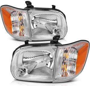 For 2005-06 Toyota Tundra Headlights Assembly L+R Chrome Housing Cleae Lens - Picture 1 of 9
