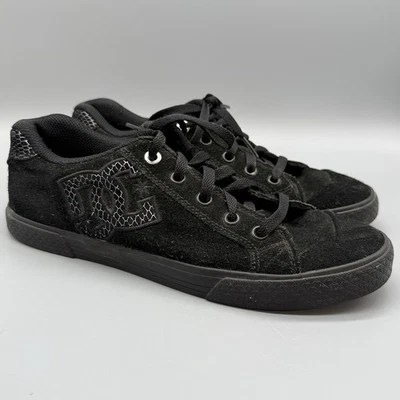 DC Court Graffik Zapatos Mujer 9 Negro Cuero Skate Tenis 302252 Defectos Foto 1 de 4