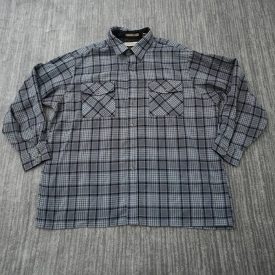 Camisa Claybrooke Exterior Franela Abotonada Hombres Gris Negro Cuadros Manga Larga 2XL Foto 1 de 4