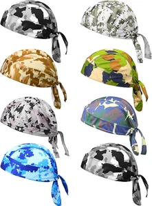 8 Pack Do Rag Skull Caps for Men Sweat Wicking Doo Rags Cooling Helmet Liner Cyc - Picture 1 of 6