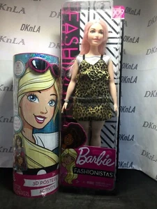 Barbie Fashionistas #109 Curvy Body Type mit Leopardenmuster Kleid & Activity Set - Bild 1 von 12