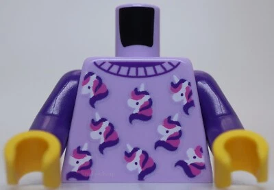 Lego Lavender Minifig Torso Unicorn Pattern Dark Purple Arms - Image 1 of 2