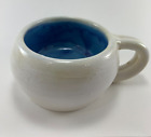 Vintage Hand Thrown Drip Glaze Studio Art Pottery Coffee Mug White Blue Signed