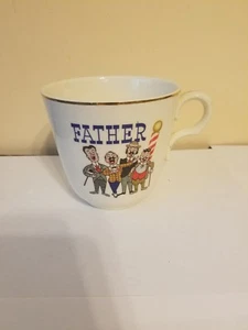 Vintage Mustache Cup Glass Mug Barber Shop Quartet FATHER Singers w/Gold Trim - Picture 1 of 3