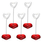 Place Card Holder, 5pcs Memo Clip Holder Stand with Heart Clasp Heart Shape, Red