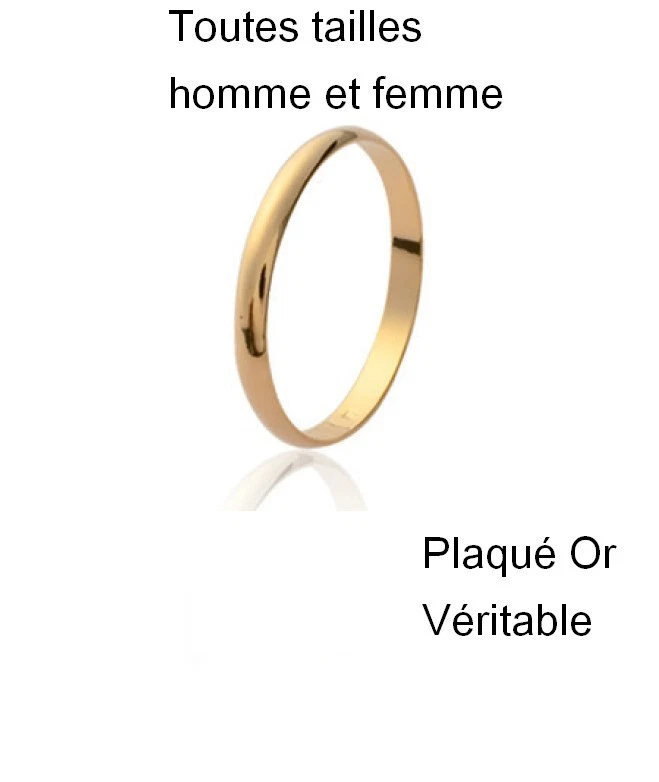 Bague Alliance anneau en plaqué Or vrai  Pour Homme Femme neuf taille 48 au 70 - Photo 1/1