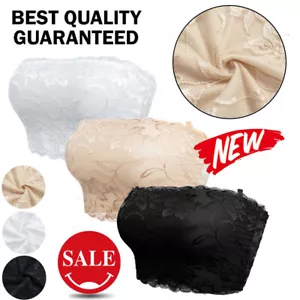 3Pcs Women Lace Tube Bra Tops Strapless Seamless Stretchy Bandeau Chest Wrap NK - Picture 1 of 12