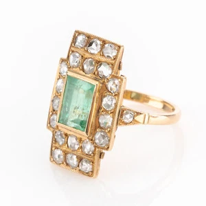 Antiker Damenring (585er Gold) mit 2.74ct Smaragd und 1.0ct Diamanten - Bild 1 von 7