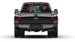 Grim Reaper Skull Rear Window Perforated Graphic Decal Vinyl Car Truck - Picture 1 of 5