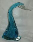 Vintage Blue Murano Art Glass Goose Bird Bullicante Controlled Bubbles Italy