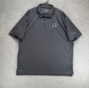 Columbia Purdue Boilermakers Shirt Mens 2XL XXL Gray Short Sleeve Polo Golf I3 - Picture 1 of 8