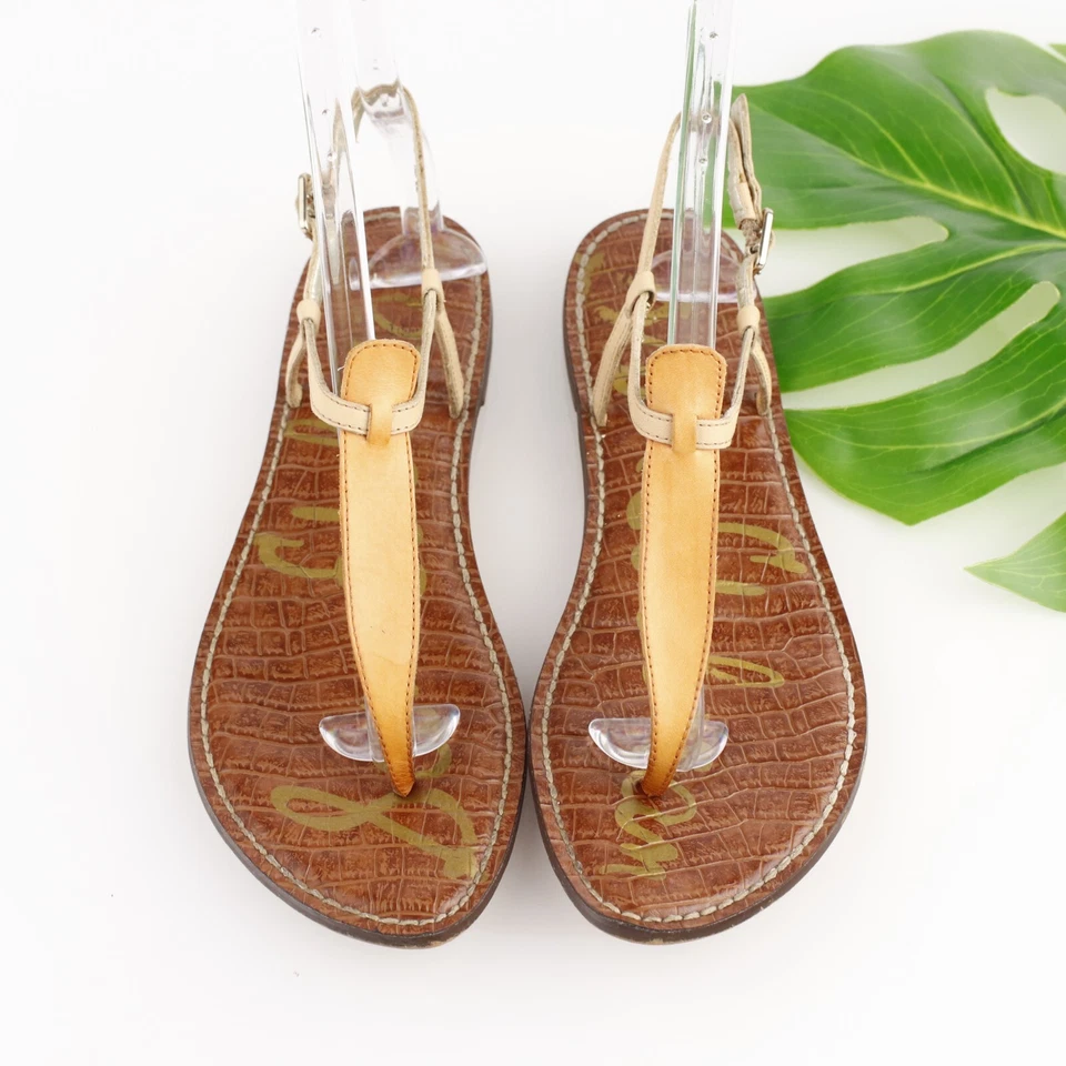 Sandalia Gigi Sam Edelman para mujer talla 10 silla de montar cuero tostado tanga con tiras Foto 1 de 4