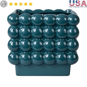 Square Ceramic Dot Planter W/ Drainage Hole Indoor Plants & Home Decor New - Picture 1 of 11
