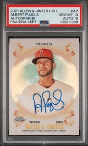 2021 Topps Allen & Ginter Chrome Albert Pujols Auto PSA 10 / Auto 10!!! POP 1 - Picture 1 of 2