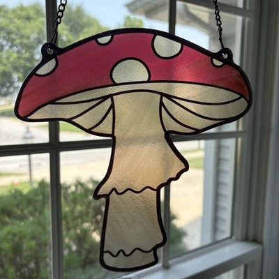 Витраж красный гриб ловец солнца лесной коттедж сердцевина - Изображение 1 из 4