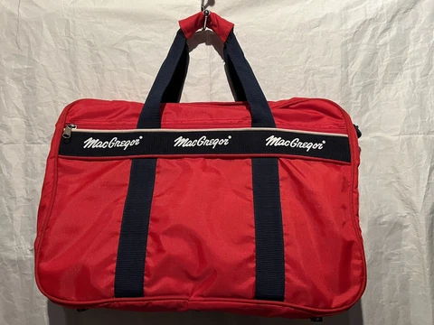 Vintage MacGregor Travel Bag Sports Tennis Duffle Golf Bag Red  12x18” Nylon EUC Cover