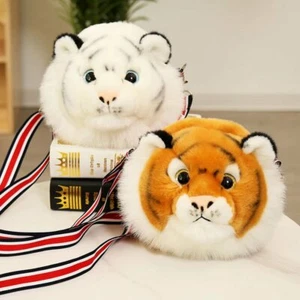 plush toy lovely animal Chinese zodiac cool tiger head soft crossbody bag gift - Picture 1 of 8
