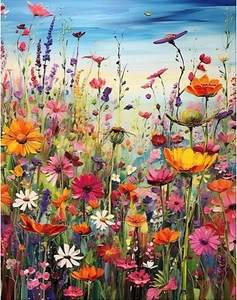 Paint by Numbers Kits for Adults, Wild Flowers Paint by Numbers Kits,Adult Paint - Picture 1 of 7