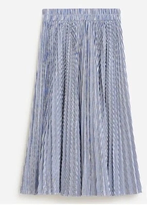 NWOT J Crew Pleated midi skirt in striped cotton blend Size XXS - Image 1 of 4
