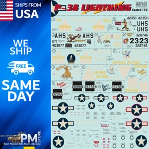 Decal for P-38 Lightning Aircraft 1/72 Print Scale 72-016 - Picture 1 of 12