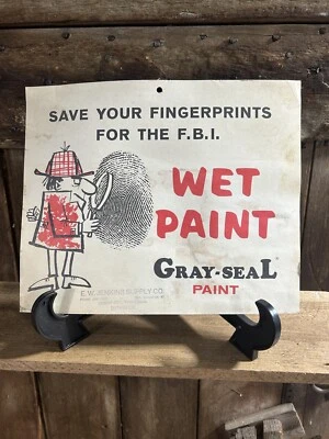 Letrero vintage de cartulina con pintura de sello gris Foto 1 de 4