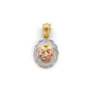Small Tiny 3Color Gold Religious Oval Baptism Pendant Charm For Necklace & Chain - Picture 1 of 1