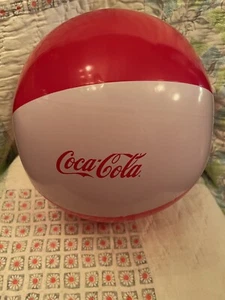 Coca-Cola Beach Ball Inflatable Ball Red White Drinks Advertising 10” Diameter - Picture 1 of 5